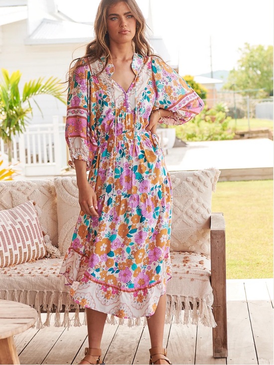 Jaase Dresses & Skirts - JAASE LILIA PRINT JASMINE MIDI DRESS S